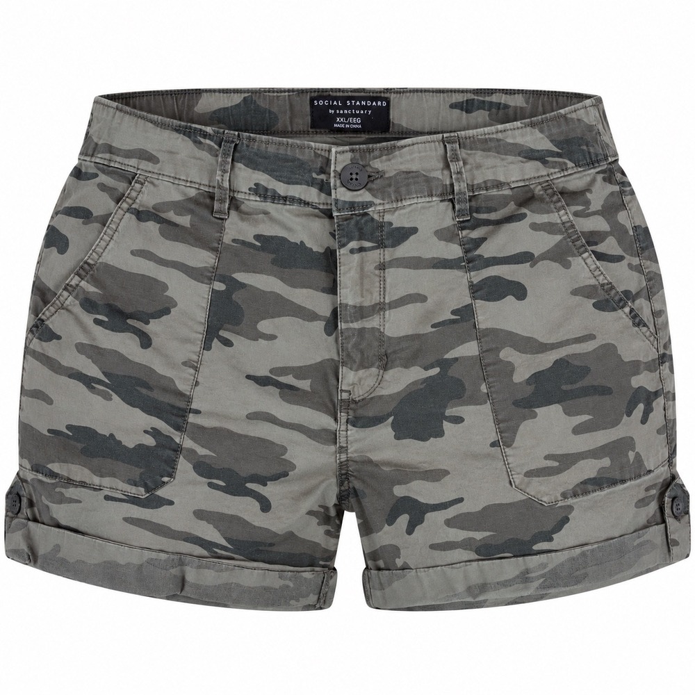 Social Standard by Sanctuary Womens Camo Shorts XXL Gray Cotton Blend Utility